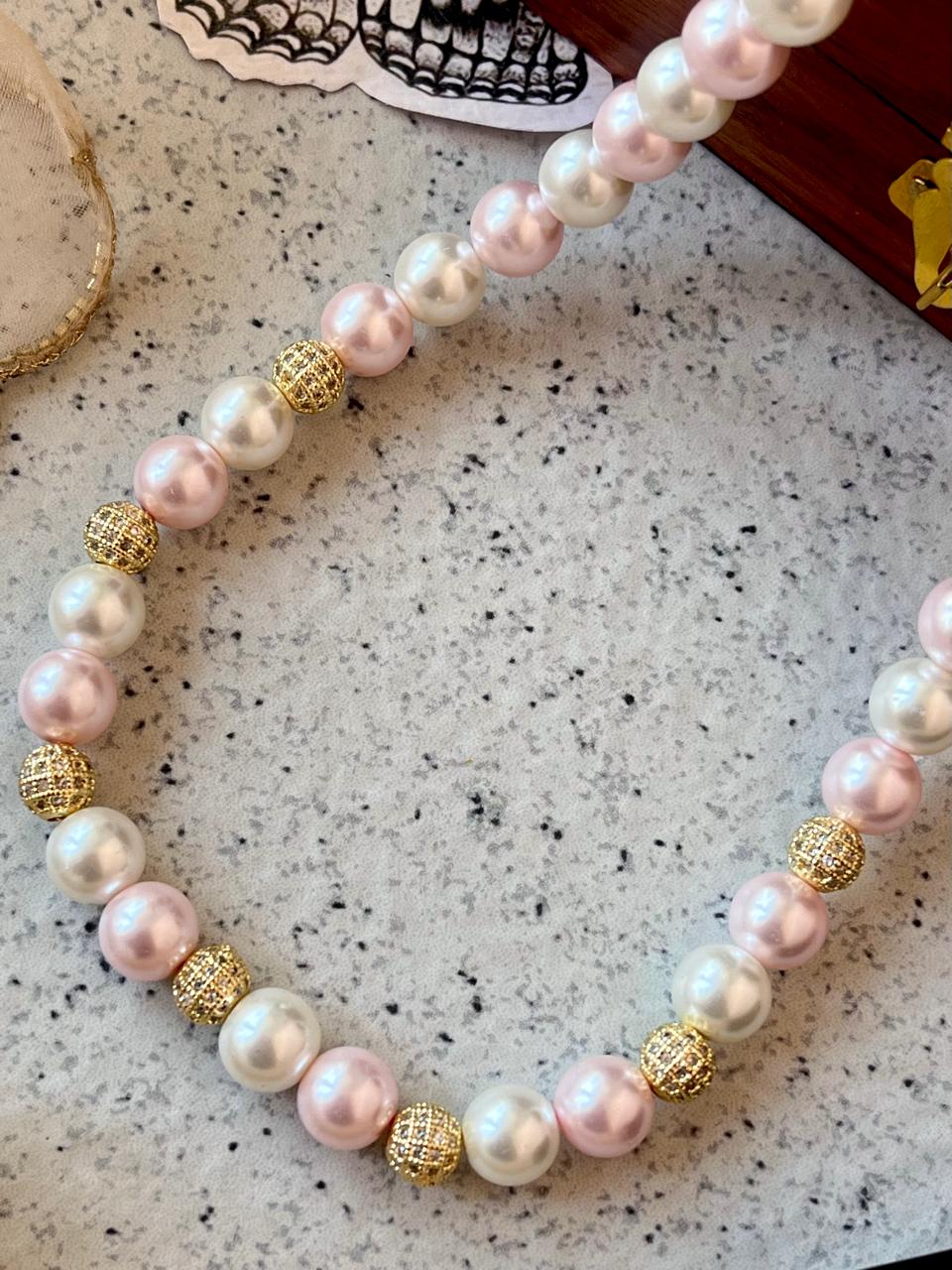 Shell Pearl with AD Ball Mala