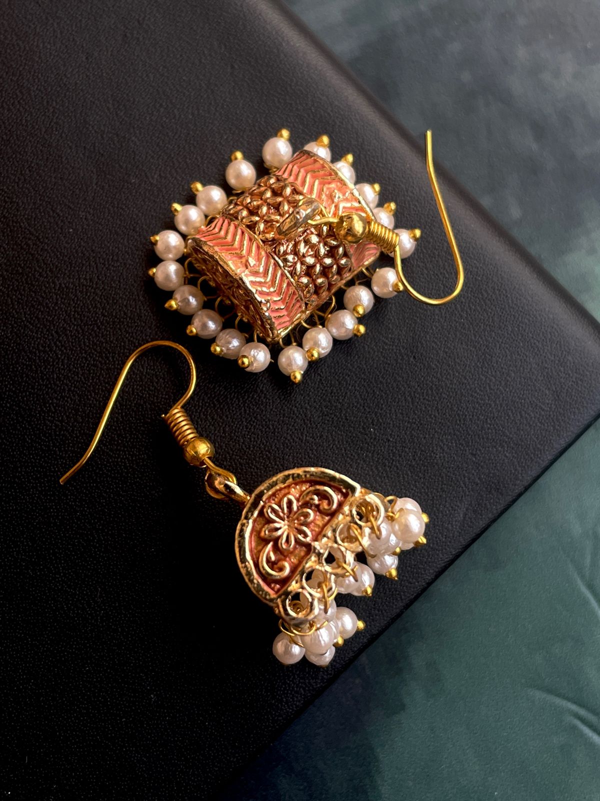 Meenakari Box Shape Double colour Earring