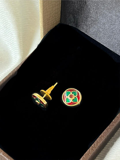 Gold- Plated Meenakari Small Stud Earring