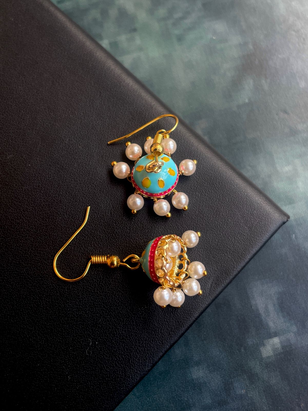 Meenakari Box and Jhumki set of 2 pairs