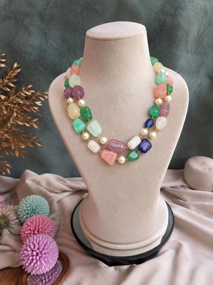 Semi Precious Stones and Pearl Mala