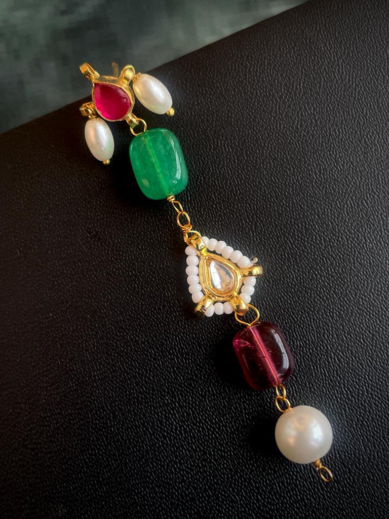 Semi Precious Stones with Pearl and Pachi Kundan Earring