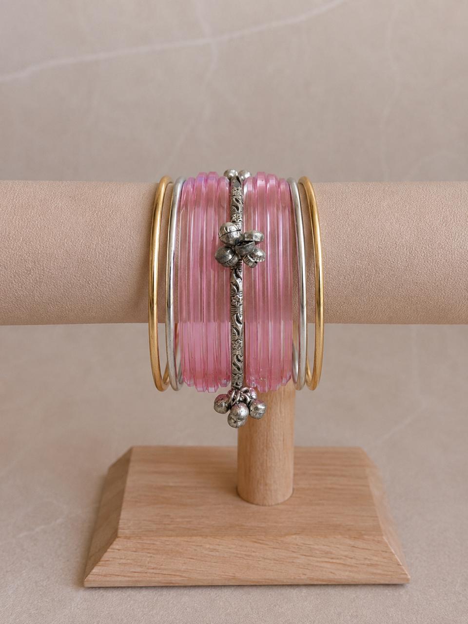 Acrylic Bangle with Metal Bangles set