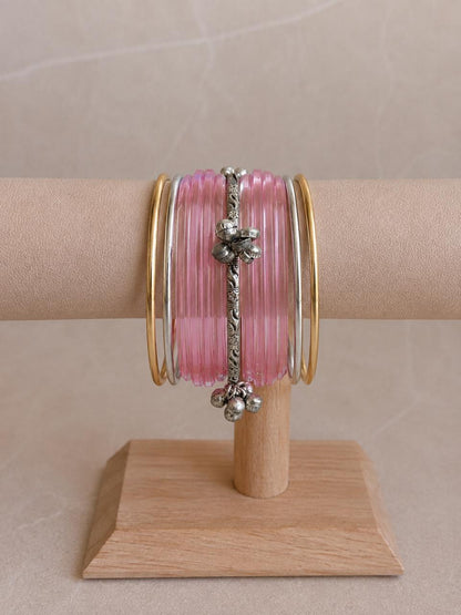 Acrylic Bangle with Metal Bangles set
