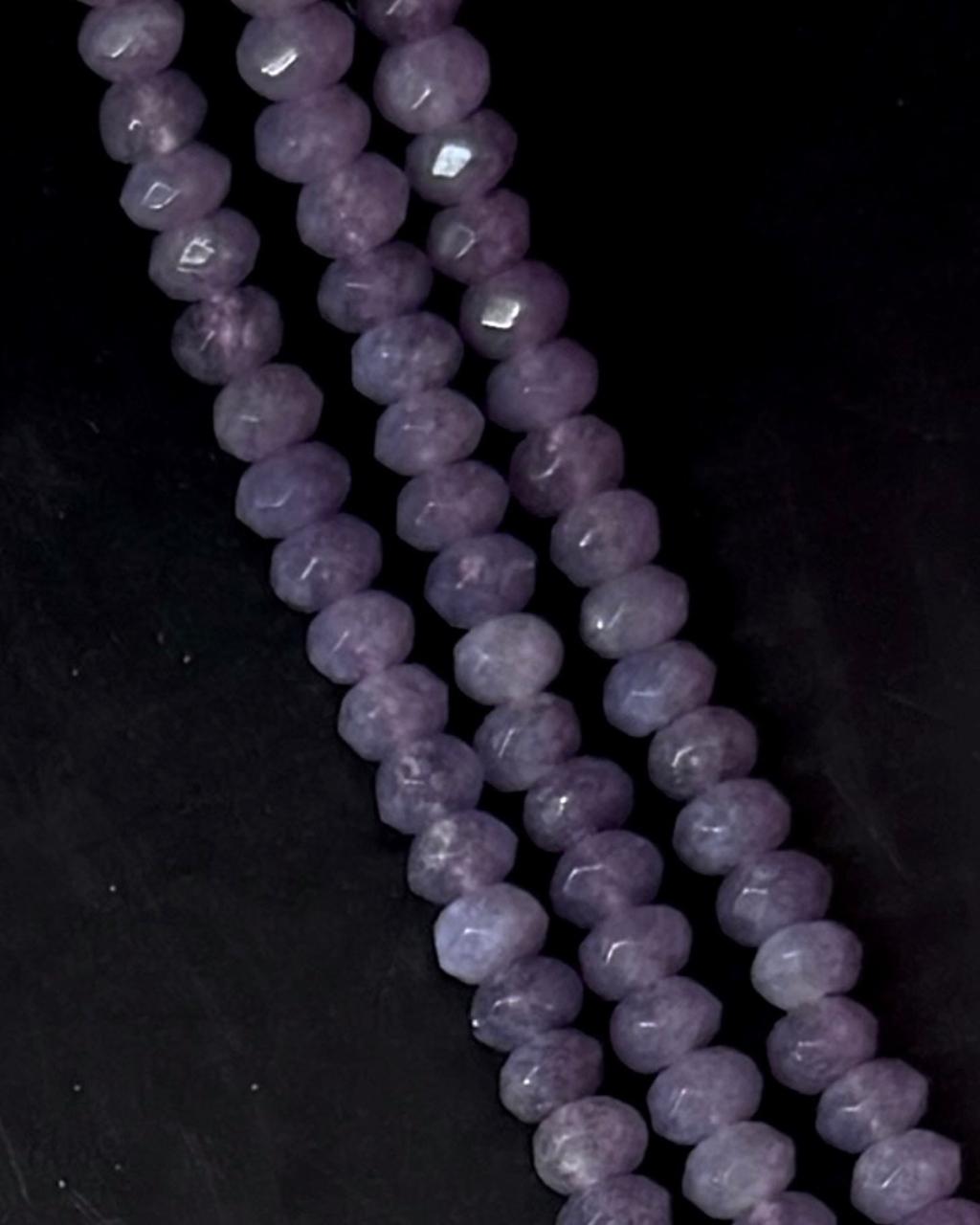 Monalisa Stone Pendant Three Layered Stone Beads Mala Necklace with Earring set