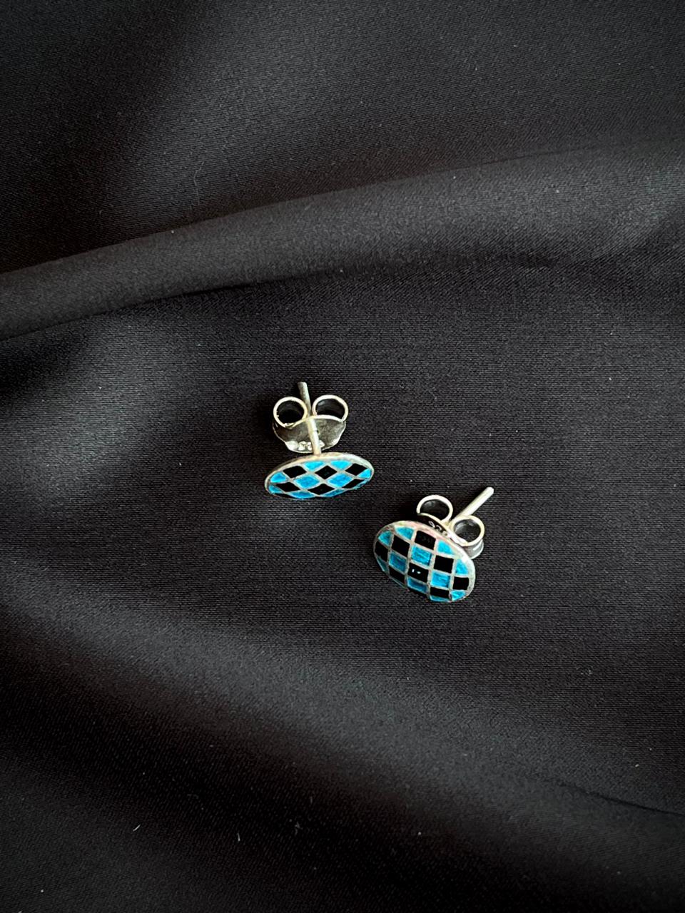 Meenakari Geometrical 92.5 Silver Stud Earring