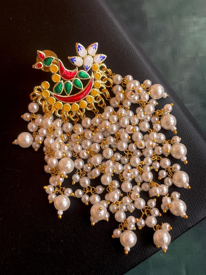 Meenakari Peacock Shape Top with beads latkan Earring