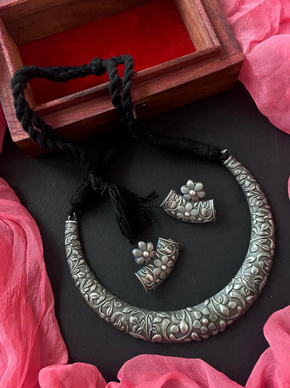 Oxidized Partywear Choker with Earring Set