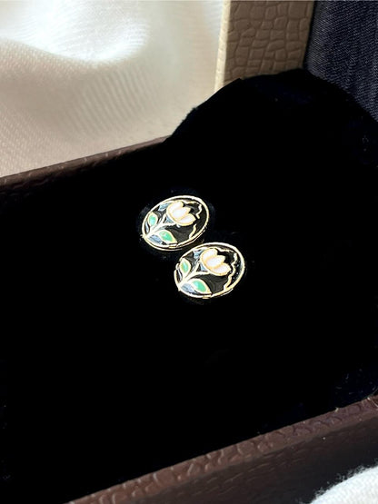 Meenakari Floral Print Small Stud Earring