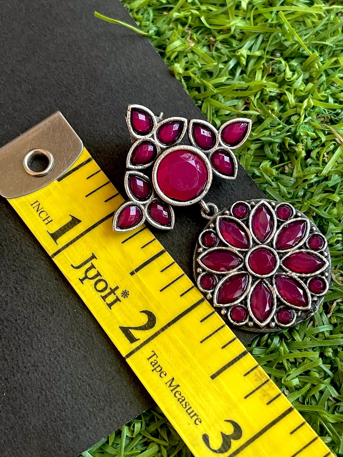 Oxidized Stone work Earring