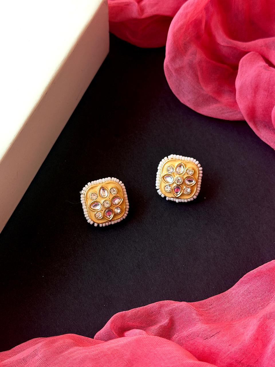 Kundan Meenakari Pendant Multi Layered Beaded Choker with Earring set