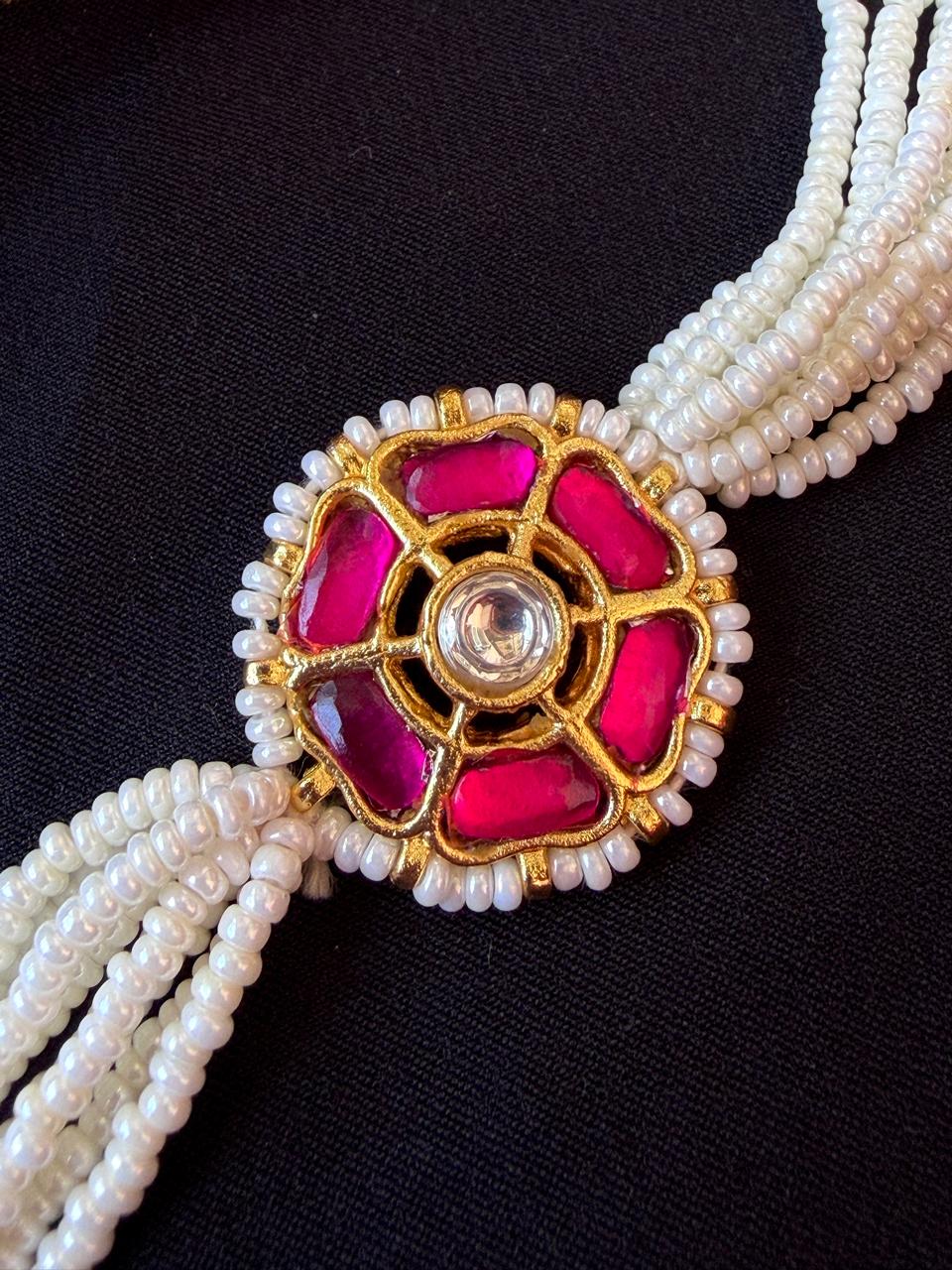 Pachi Kundan Pendant Choker Necklace with Earring set