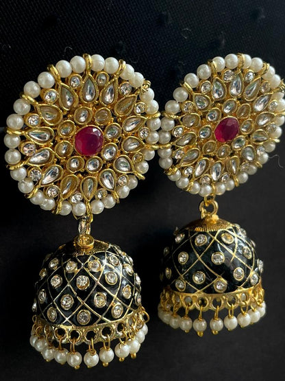 Meenakari Dome Shape Jhumka Earring