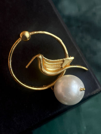 Pearl with Golden Top Stud Earring