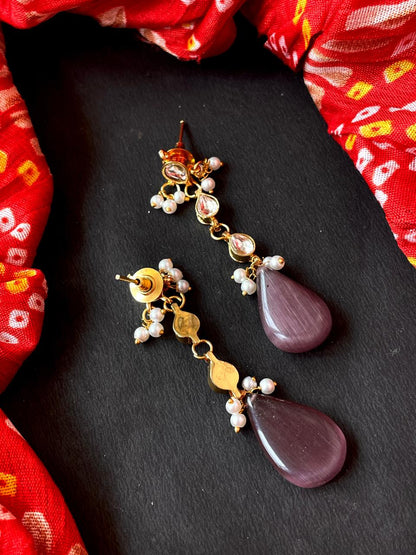 Monalisa Stone Pachi Kundan Beaded Earring