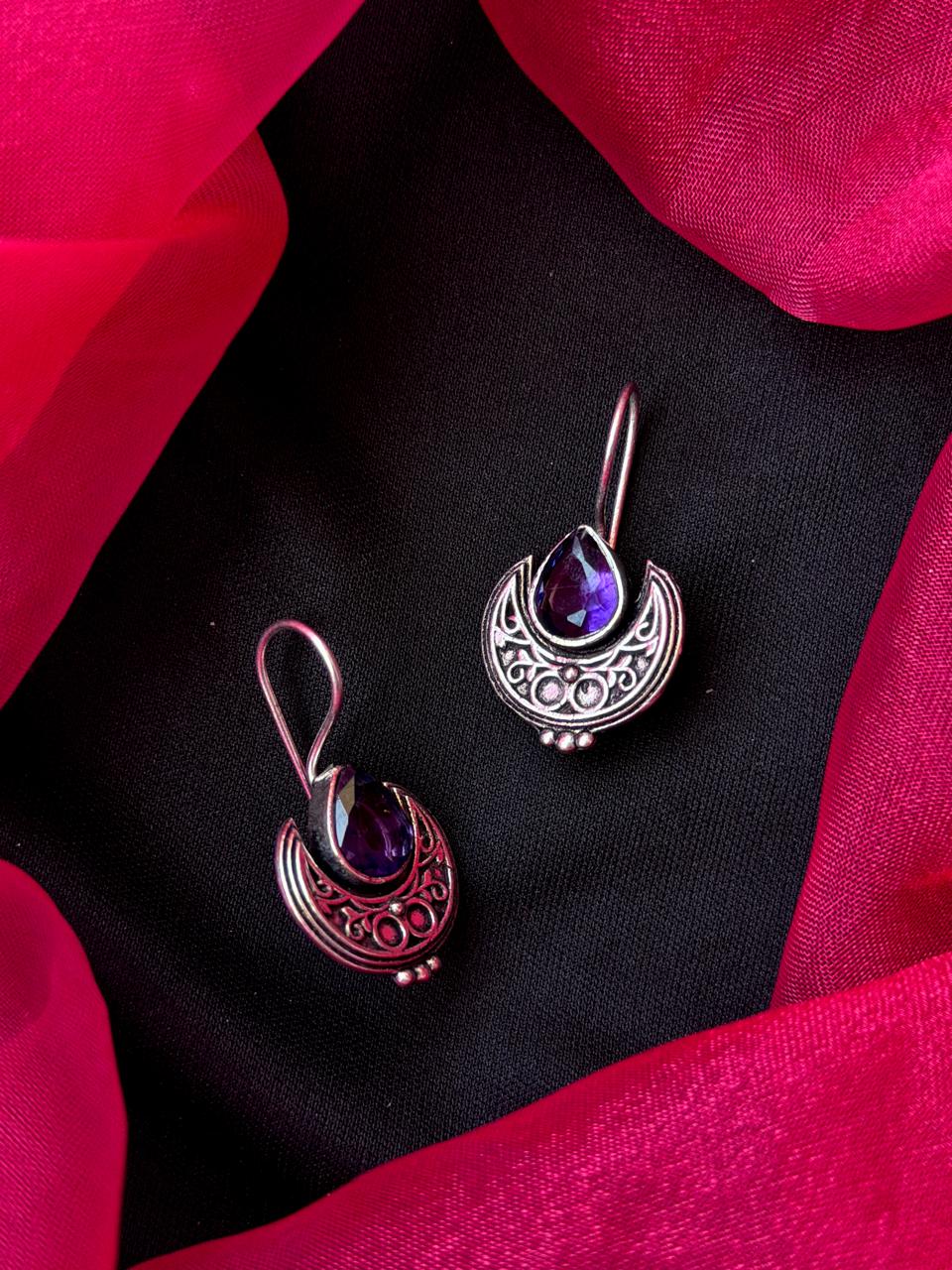 Monalisa Stone Oxidized Chandbali Earring
