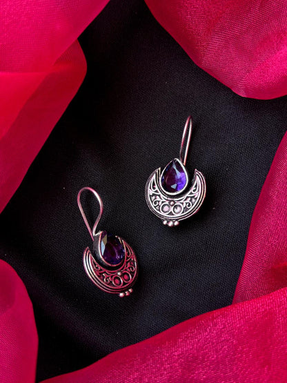 Monalisa Stone Oxidized Chandbali Earring