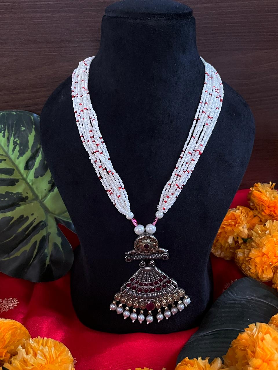 Dual Tone Ethnic Partywear Necklace with Earring set