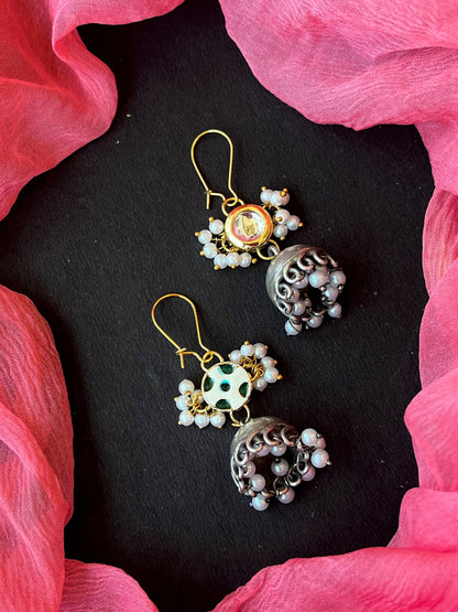 Kundan Top with Oxidized Jhumki Earring