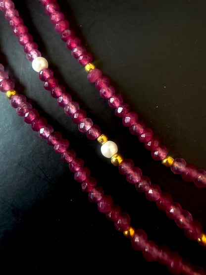 Stone Semi precious Beaded Three Layered Mala