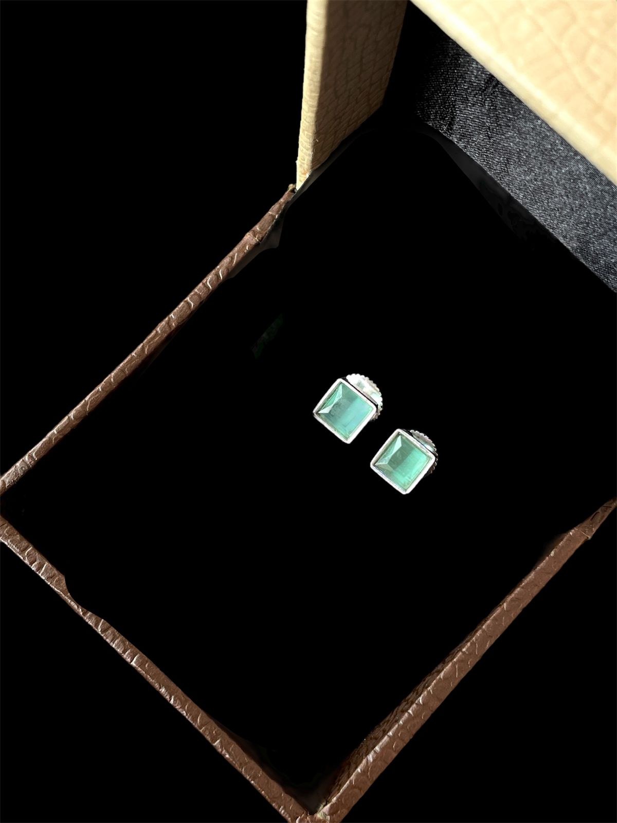 Monalisa Stone Silver Replica Tops Earring (Set of 2 pairs)