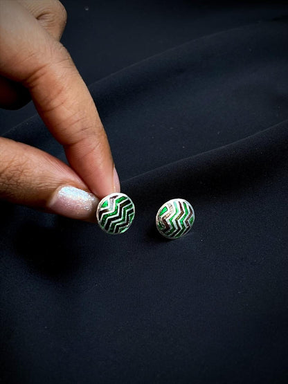 Meenakari Geometrical 92.5 Silver Stud Earring