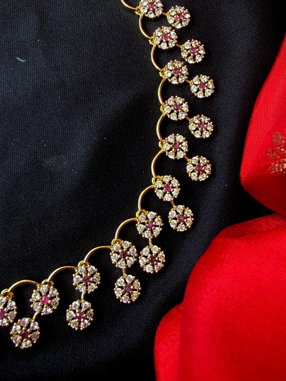 AD Stone Partywear Choker with Earring set
