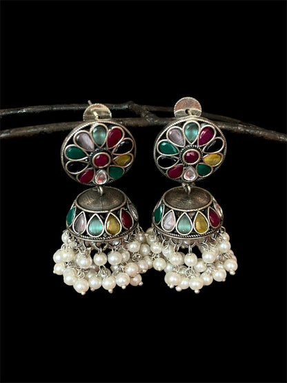 Monalisa Stone Black Polish Beaded Earring