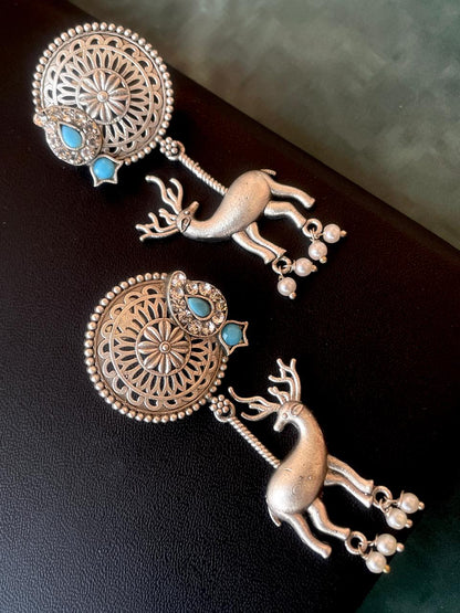 Silver Replica Deer Stone Earring