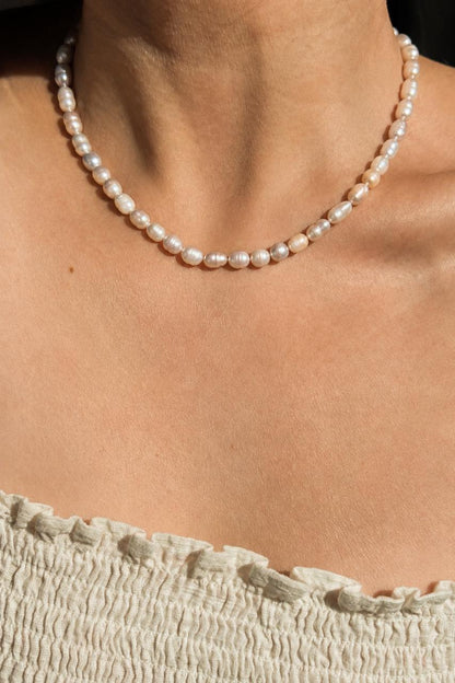 Natural Shell Pearl Mala with Earring set