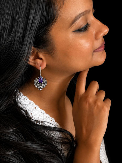 Monalisa Stone Oxidized Chandbali Earring
