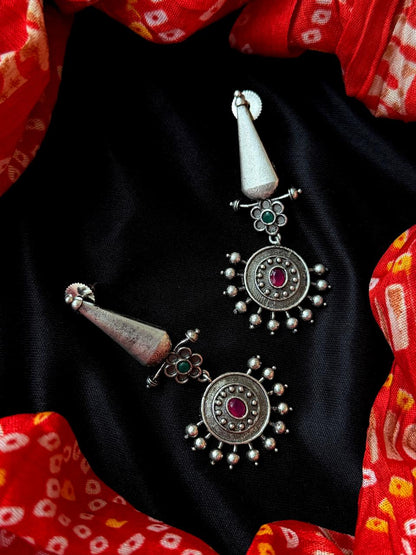 Oxidized Long Ethnic Earring