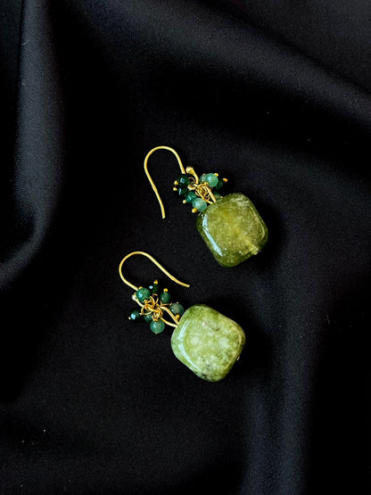 Stone Beads Gold Plated 92.5 Silver Earring