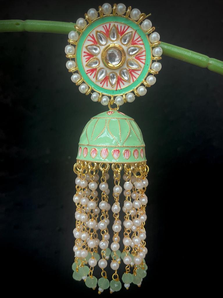 Meenakari Big size Dome Shape Jhumka