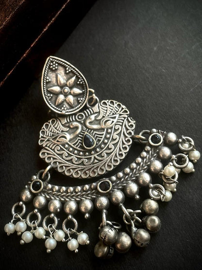 Black Polish Oxidized Antique Look Chandbali Drop Earring