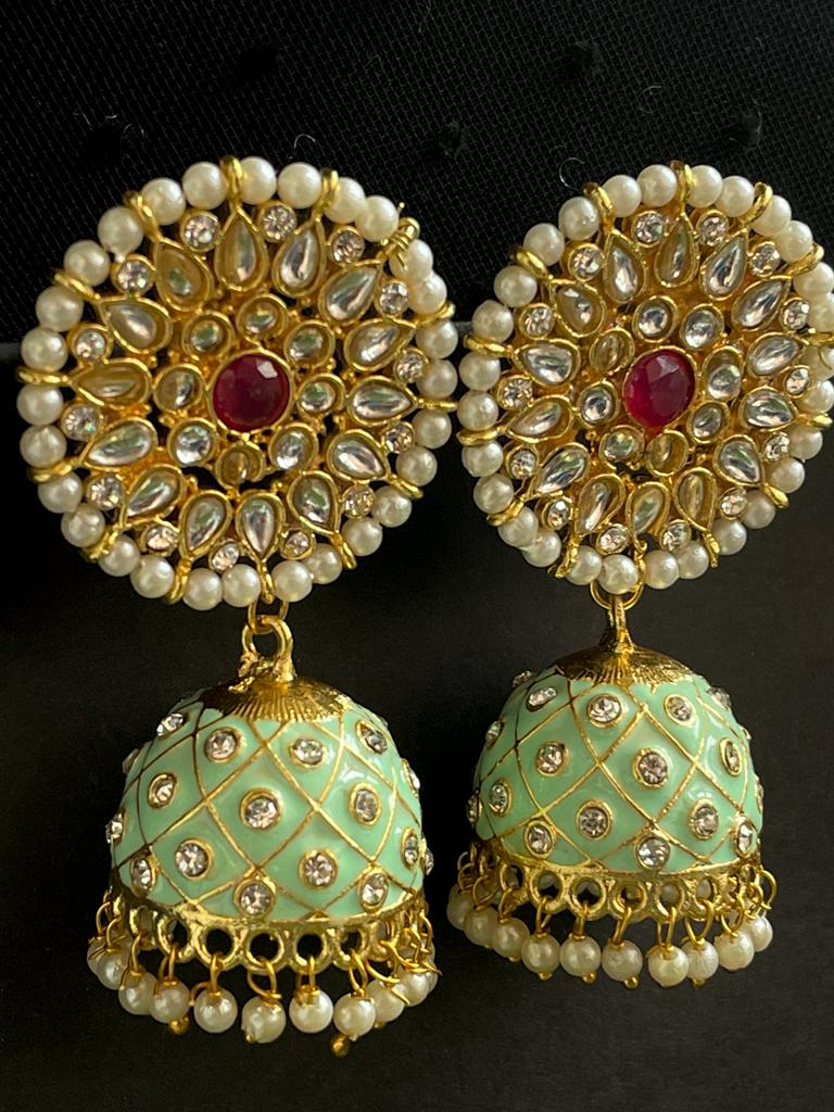 Meenakari Dome Shape Jhumka Earring