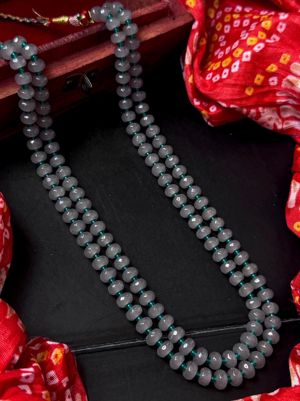 Stone Beaded Double Layered Mala Necklace