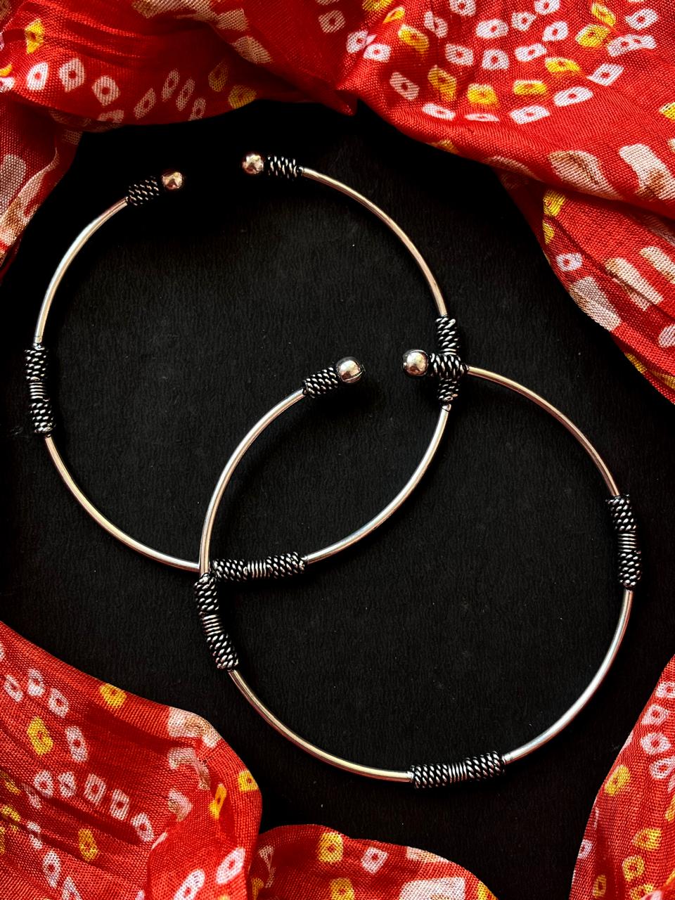 Oxidized Designer Anklet Pair
