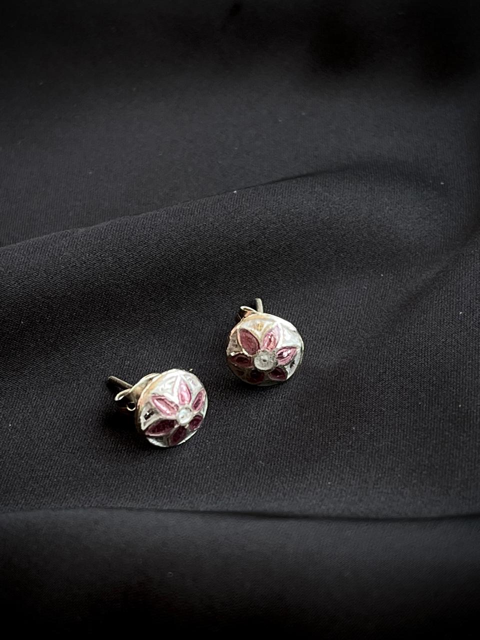 Meenakari 92.5 Silver Stud Earring