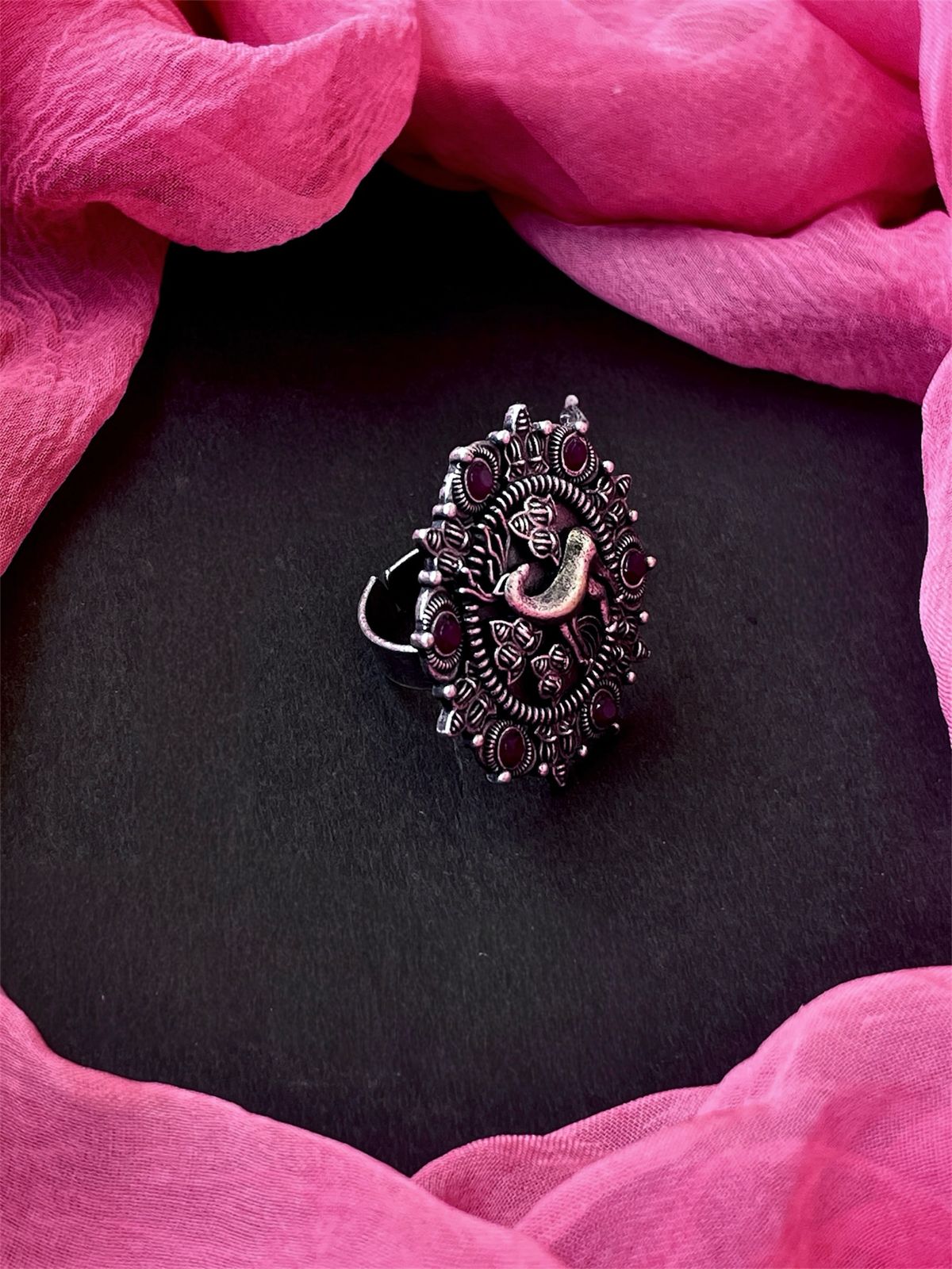 Oxidized Deer Shape Ethnic Ring