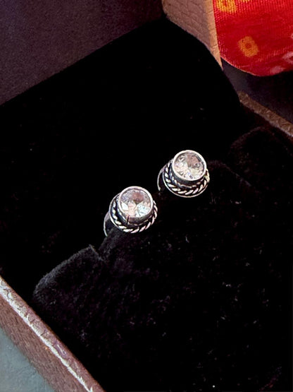 Set of 2 Oxidized Monalisa Stone Studs with One Oxidized Jhumki Earring