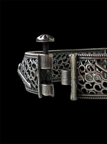 Oxidized Silver Replica Bangle Kada set (Pair of 2)