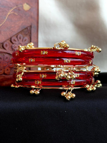 Acrylic Bangles with Metal Bangles set