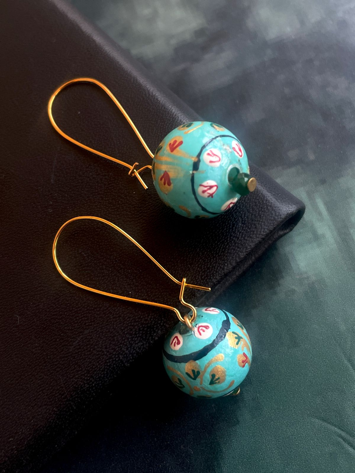 Hand Painted Wooden Beads Earring