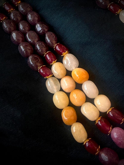 Glass Beads Multi Colour Three Layered Mala