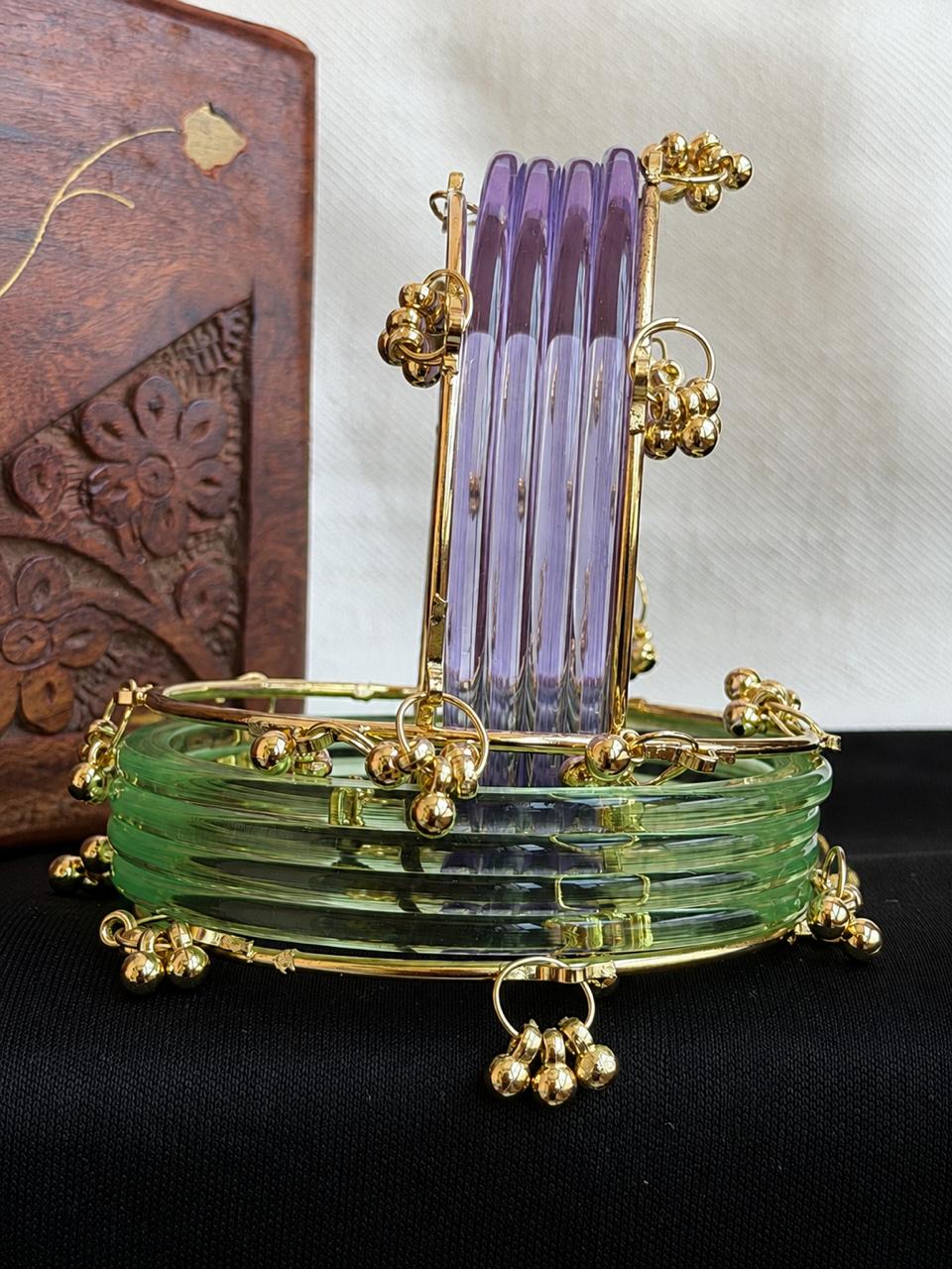 Acrylic Bangles with Metal Bangles set