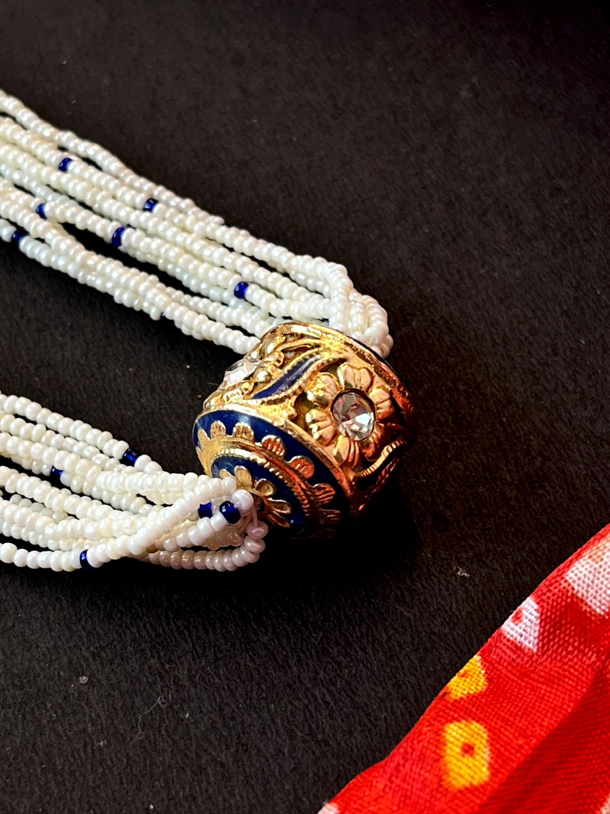 Meenakari Pendant Multi colour Beaded Mala Necklace