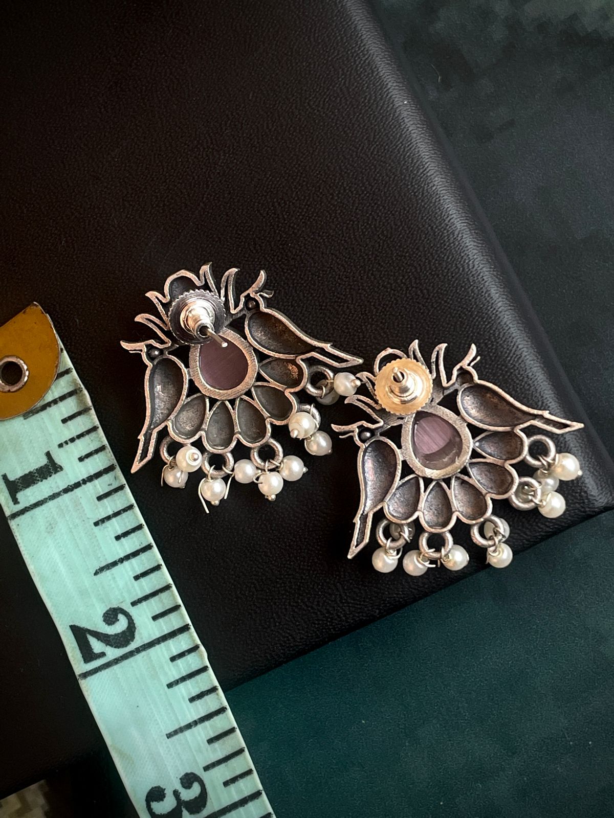 Monalisa Stone Oxidized Stud Earring