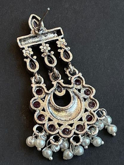 Oxidized Earrings with Stone work