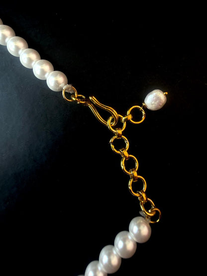 Stone Beads and Shell Pearl Double Layered Mala